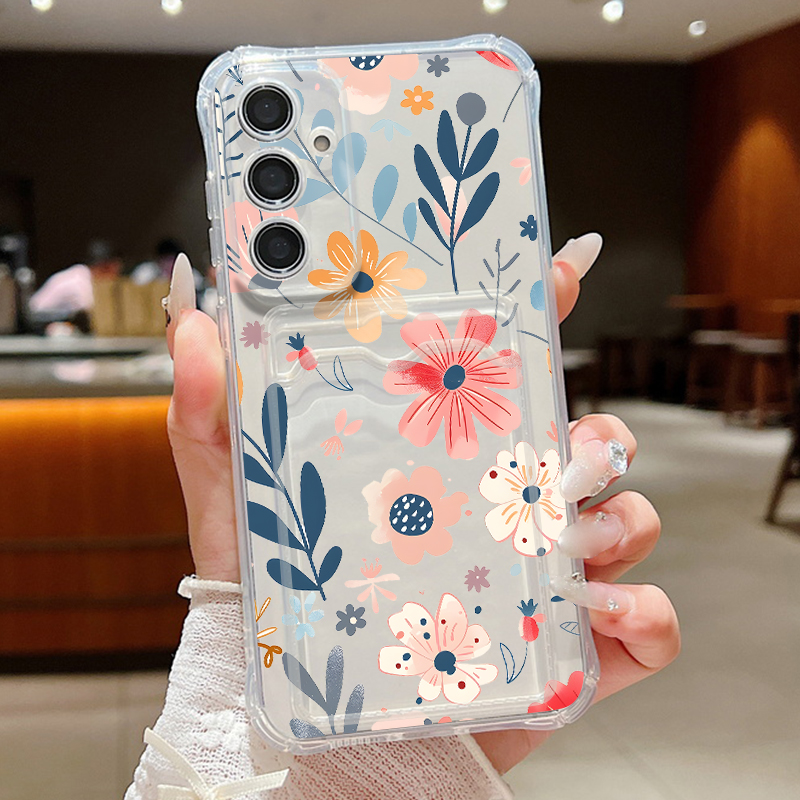 Wallets - Colorful Flower Wallet Case For Samsung