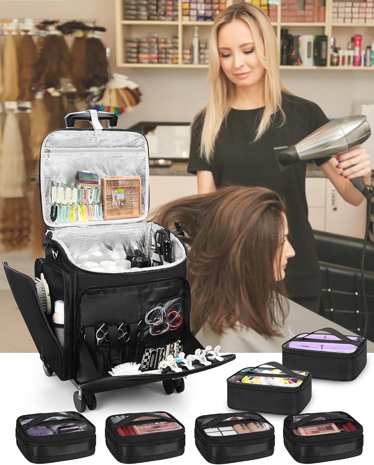 Rolling Makeup Case Hair Tools - огляд і ціна Travel Bags