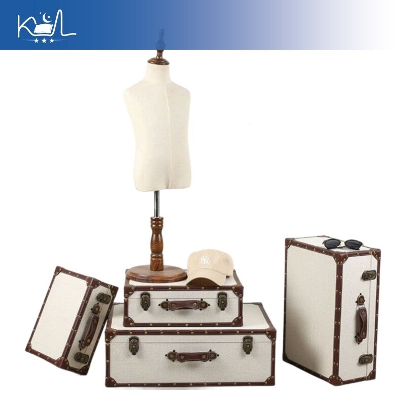 Vintage Linen Fabric Storage T - огляд і ціна Retro Vintage Trunk Suitcase