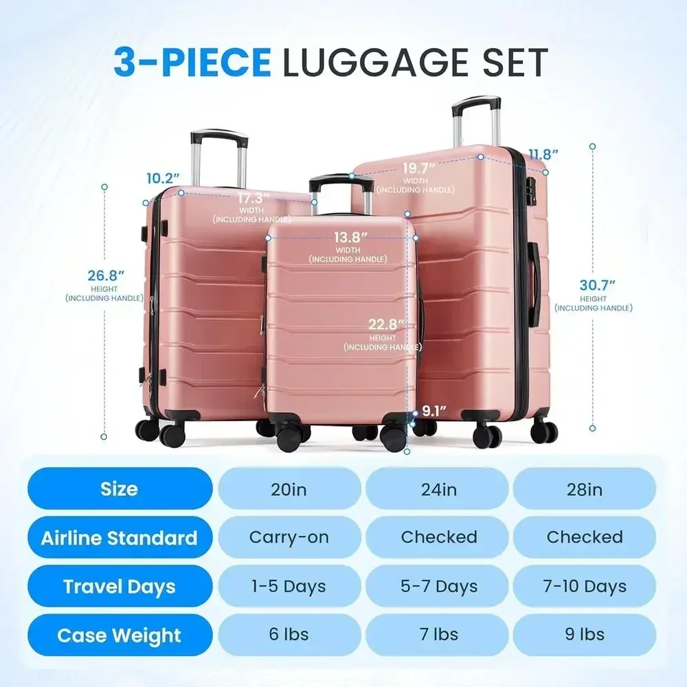 3-Piece Large Suitcase Set wit - огляд і ціна Expandable Hard Shell Luggage Set