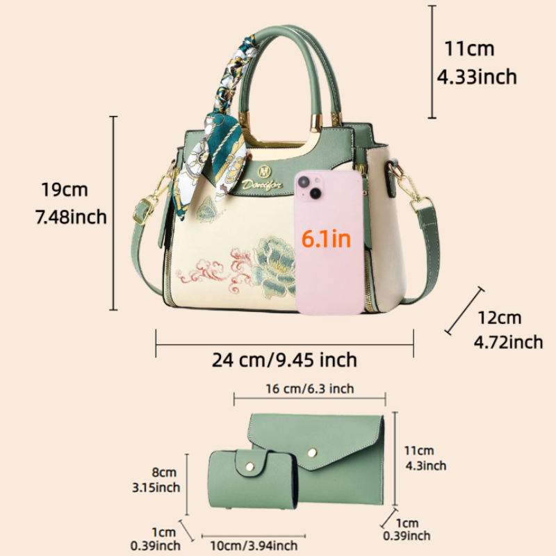 3-piece embroidered handbag se - огляд і ціна Wallets